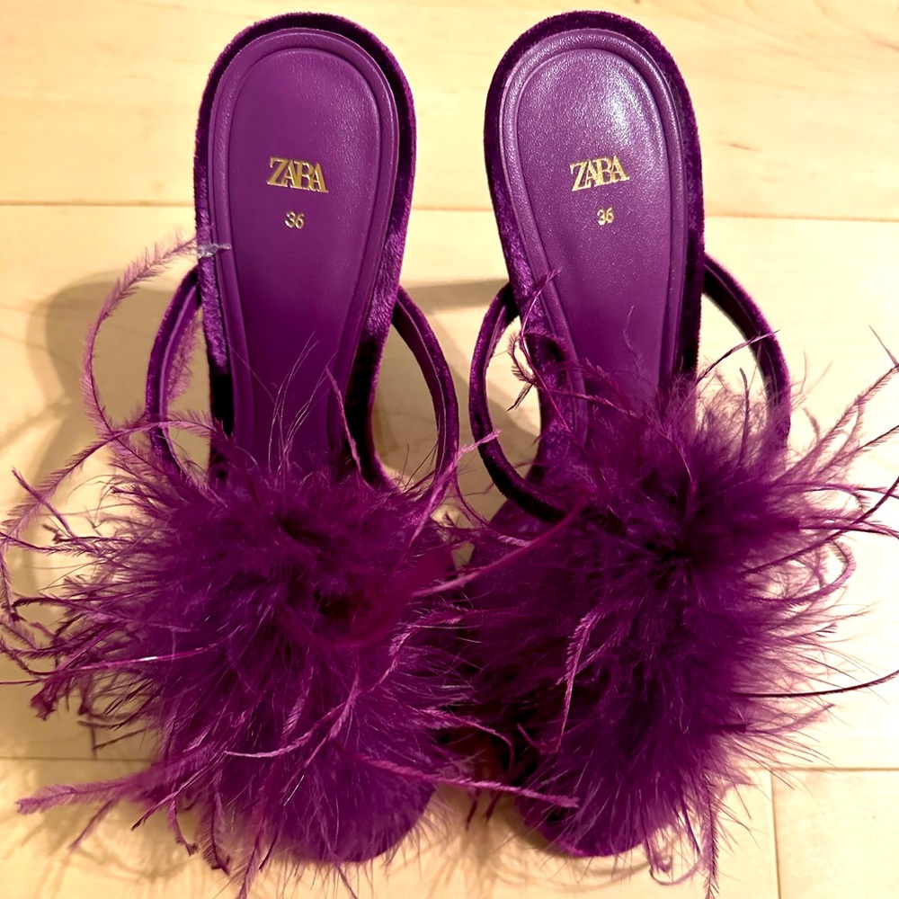 Zara feather heels